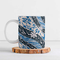 Ninamu Tahiti Tiare Monstera Ceramic Mug Polynesian Pattern Curve Style - Polynesian Pride