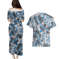 Ninamu Tahiti Tiare Monstera Couples Matching Puletasi and Hawaiian Shirt Polynesian Pattern Curve Style - Polynesian Pride