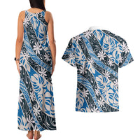 Ninamu Tahiti Tiare Monstera Couples Matching Tank Maxi Dress and Hawaiian Shirt Polynesian Pattern Curve Style - Polynesian Pride