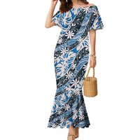 Ninamu Tahiti Tiare Monstera Family Matching Mermaid Dress and Hawaiian Shirt Polynesian Pattern Curve Style - Polynesian Pride