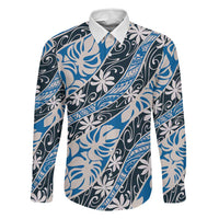 Ninamu Tahiti Tiare Monstera Family Matching Off The Shoulder Long Sleeve Dress and Hawaiian Shirt Polynesian Pattern Curve Style - Polynesian Pride
