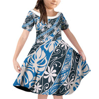 Ninamu Tahiti Tiare Monstera Family Matching Off Shoulder Short Dress and Hawaiian Shirt Polynesian Pattern Curve Style - Polynesian Pride