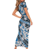 Ninamu Tahiti Tiare Monstera Family Matching Short Sleeve Bodycon Dress and Hawaiian Shirt Polynesian Pattern Curve Style - Polynesian Pride