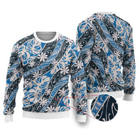 Ninamu Tahiti Tiare Monstera Ugly Christmas Sweater Polynesian Pattern Curve Style - Polynesian Pride
