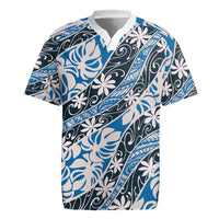 Ninamu Tahiti Tiare Monstera Rugby Jersey Polynesian Pattern Curve Style - Polynesian Pride