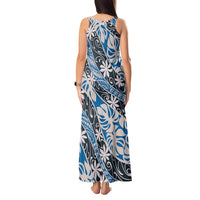 Ninamu Tahiti Tiare Monstera Tank Maxi Dress Polynesian Pattern Curve Style - Polynesian Pride
