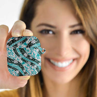Cyan Tahiti Tiare Monstera AirPods Case Polynesian Pattern Curve Style - Polynesian Pride