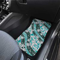 Cyan Tahiti Tiare Monstera Car Mats Polynesian Pattern Curve Style - Polynesian Pride