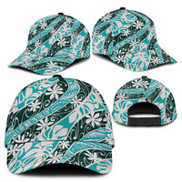 Cyan Tahiti Tiare Monstera Classic Cap Polynesian Pattern Curve Style - Polynesian Pride