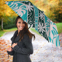 Cyan Tahiti Tiare Monstera Umbrella Polynesian Pattern Curve Style - Polynesian Pride