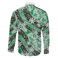 Matie Tahiti Tiare Monstera Family Matching Long Sleeve Bodycon Dress and Hawaiian Shirt Polynesian Pattern Curve Style LT01 - Polynesian Pride