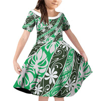Matie Tahiti Tiare Monstera Family Matching Off Shoulder Short Dress and Hawaiian Shirt Polynesian Pattern Curve Style - Polynesian Pride