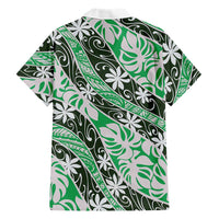 Matie Tahiti Tiare Monstera Family Matching Off Shoulder Short Dress and Hawaiian Shirt Polynesian Pattern Curve Style - Polynesian Pride