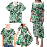 Matie Tahiti Tiare Monstera Family Matching Puletasi and Hawaiian Shirt Polynesian Pattern Curve Style - Polynesian Pride