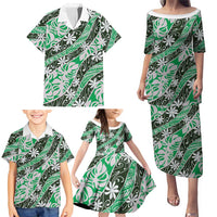 Matie Tahiti Tiare Monstera Family Matching Puletasi and Hawaiian Shirt Polynesian Pattern Curve Style - Polynesian Pride