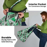 Matie Tahiti Tiare Monstera Grocery Bag Polynesian Pattern Curve Style - Polynesian Pride