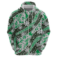 Matie Tahiti Tiare Monstera Hoodie Polynesian Pattern Curve Style - Polynesian Pride