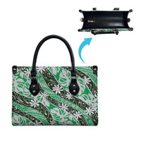 Matie Tahiti Tiare Monstera Leather Bag Polynesian Pattern Curve Style - Polynesian Pride