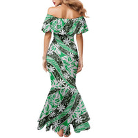 Matie Tahiti Tiare Monstera Mermaid Dress Polynesian Pattern Curve Style - Polynesian Pride