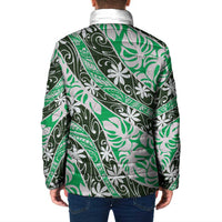 Matie Tahiti Tiare Monstera Padded Jacket Polynesian Pattern Curve Style - Polynesian Pride