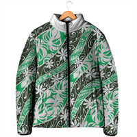 Matie Tahiti Tiare Monstera Padded Jacket Polynesian Pattern Curve Style - Polynesian Pride