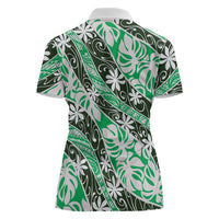 Matie Tahiti Tiare Monstera Women Polo Shirt Polynesian Pattern Curve Style - Polynesian Pride