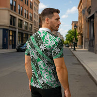 Matie Tahiti Tiare Monstera Zipper Polo Shirt Polynesian Pattern Curve Style LT01 - Polynesian Pride