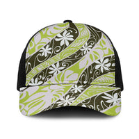 Olive Tahiti Tiare Monstera Baseball Net Cap Polynesian Pattern Curve Style - Polynesian Pride