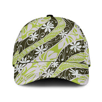 Olive Tahiti Tiare Monstera Classic Cap Polynesian Pattern Curve Style - Polynesian Pride