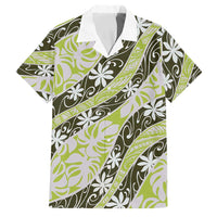 Olive Tahiti Tiare Monstera Family Matching Long Sleeve Bodycon Dress and Hawaiian Shirt Polynesian Pattern Curve Style - Polynesian Pride