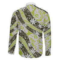 Olive Tahiti Tiare Monstera Family Matching Off Shoulder Short Dress and Hawaiian Shirt Polynesian Pattern Curve Style - Polynesian Pride