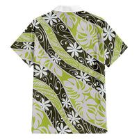 Olive Tahiti Tiare Monstera Family Matching Puletasi and Hawaiian Shirt Polynesian Pattern Curve Style - Polynesian Pride