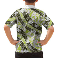 Olive Tahiti Tiare Monstera Family Matching Short Sleeve Bodycon Dress and Hawaiian Shirt Polynesian Pattern Curve Style - Polynesian Pride