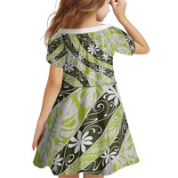 Olive Tahiti Tiare Monstera Family Matching Short Sleeve Bodycon Dress and Hawaiian Shirt Polynesian Pattern Curve Style - Polynesian Pride