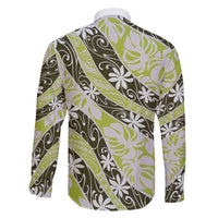 Olive Tahiti Tiare Monstera Family Matching Short Sleeve Bodycon Dress and Hawaiian Shirt Polynesian Pattern Curve Style - Polynesian Pride