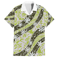 Olive Tahiti Tiare Monstera Hawaiian Shirt Polynesian Pattern Curve Style - Polynesian Pride
