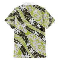 Olive Tahiti Tiare Monstera Hawaiian Shirt Polynesian Pattern Curve Style - Polynesian Pride