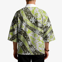 Olive Tahiti Tiare Monstera Kimono Polynesian Pattern Curve Style - Polynesian Pride