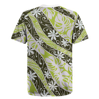 Olive Tahiti Tiare Monstera Rugby Jersey Polynesian Pattern Curve Style - Polynesian Pride