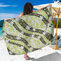 Olive Tahiti Tiare Monstera Sarong Polynesian Pattern Curve Style - Polynesian Pride