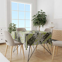 Olive Tahiti Tiare Monstera Tablecloth Polynesian Pattern Curve Style - Polynesian Pride