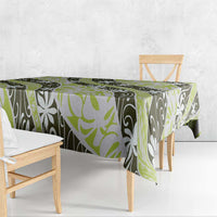 Olive Tahiti Tiare Monstera Tablecloth Polynesian Pattern Curve Style - Polynesian Pride