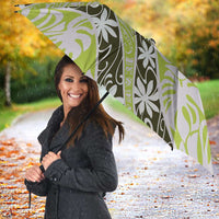 Olive Tahiti Tiare Monstera Umbrella Polynesian Pattern Curve Style - Polynesian Pride