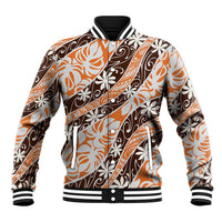 Puatou Tahiti Tiare Monstera Baseball Jacket Polynesian Pattern Curve Style - Polynesian Pride