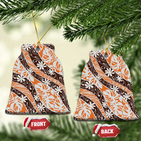 Puatou Tahiti Tiare Monstera Ceramic Ornament Polynesian Pattern Curve Style - Polynesian Pride