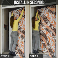 Puatou Tahiti Tiare Monstera Door Cover Polynesian Pattern Curve Style - Polynesian Pride