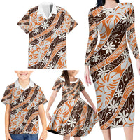 Puatou Tahiti Tiare Monstera Family Matching Long Sleeve Bodycon Dress and Hawaiian Shirt Polynesian Pattern Curve Style - Polynesian Pride