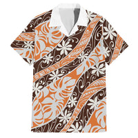 Puatou Tahiti Tiare Monstera Family Matching Long Sleeve Bodycon Dress and Hawaiian Shirt Polynesian Pattern Curve Style LT01 Dad's Shirt - Short Sleeve Orange - Polynesian Pride