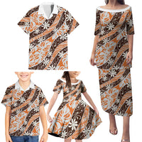 Puatou Tahiti Tiare Monstera Family Matching Puletasi and Hawaiian Shirt Polynesian Pattern Curve Style - Polynesian Pride