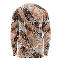 Puatou Tahiti Tiare Monstera Long Sleeve Shirt Polynesian Pattern Curve Style - Polynesian Pride